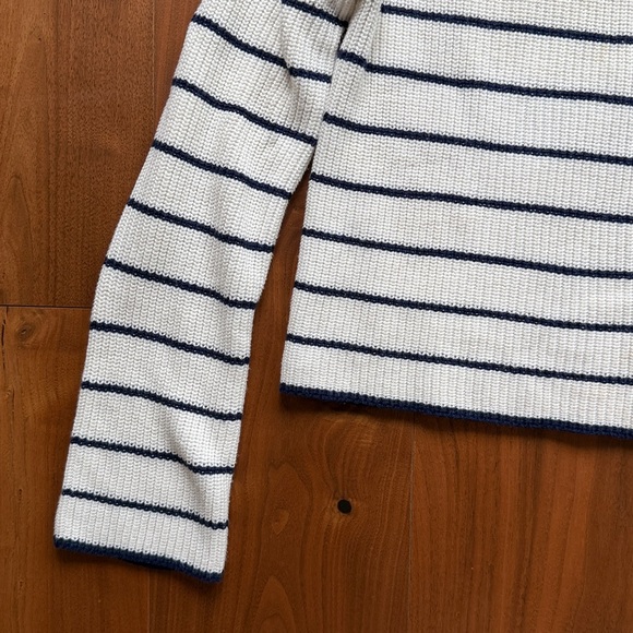 NEW / LA LIGNE Striped White & Navy Cotton Cashmere Sweater / XS - Picture 2 of 5